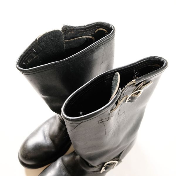 80\'s PT83 Caro laina original leather plain tu engineer boots black 8.5 (26,5cm) America made steel tu80 period Old Vintage 