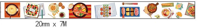 ★新品　可愛い　マスキングテープ　20mm　世界の料理　パエリア　寿司　ワッフル　マステ★_画像3