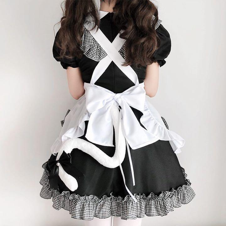 ハロウィン M メイド服 ギンガムチェック 仮装 コスプレ 可愛い メイドの画像7
