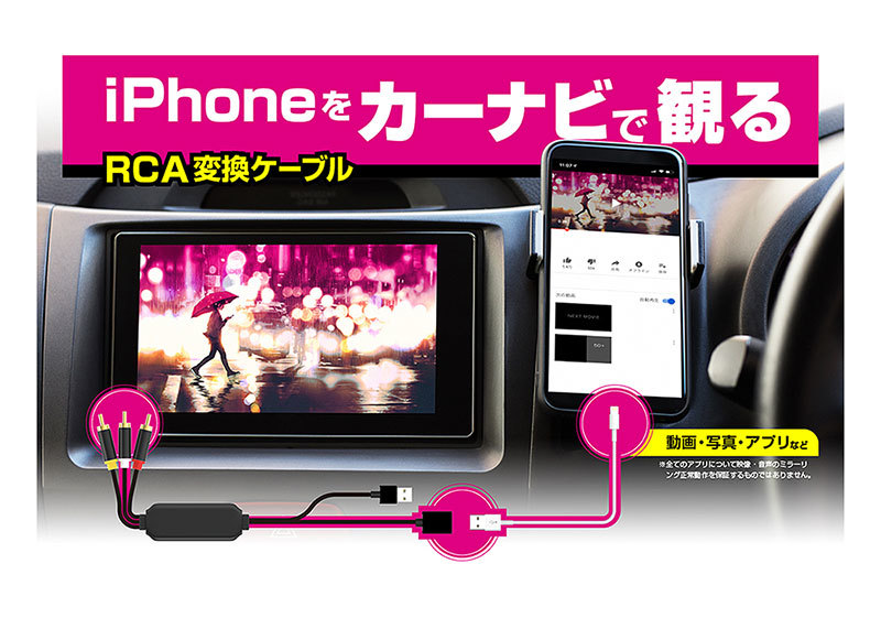 RCA изменение кабель iPhone специальный изменение смартфон экран . navi . смотреть ввод терминал ( красный * белый * желтый ) большой экран 5V 1A черный Kashimura KD-226 ht