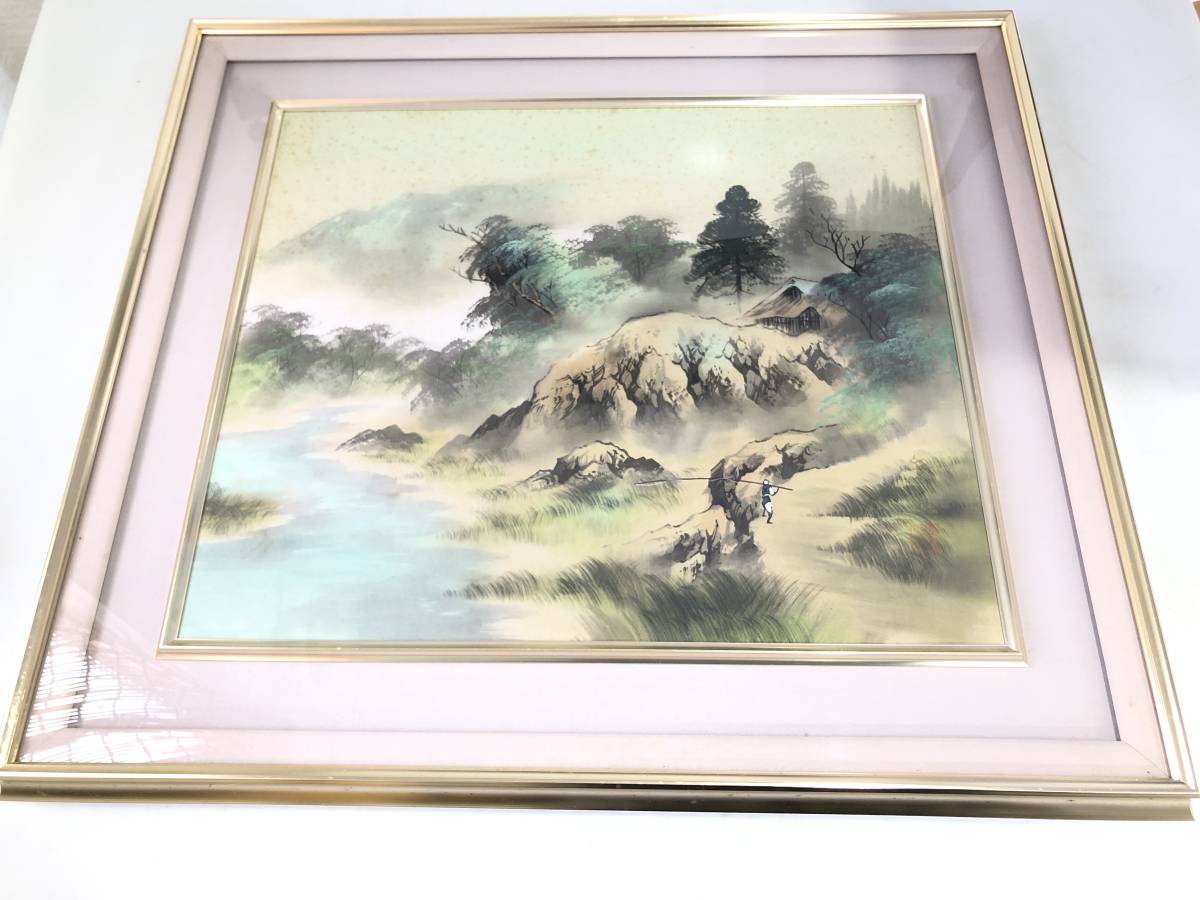 B6169　絵画 日本画 額縁 風景画 山水画 福田栄光 _画像1