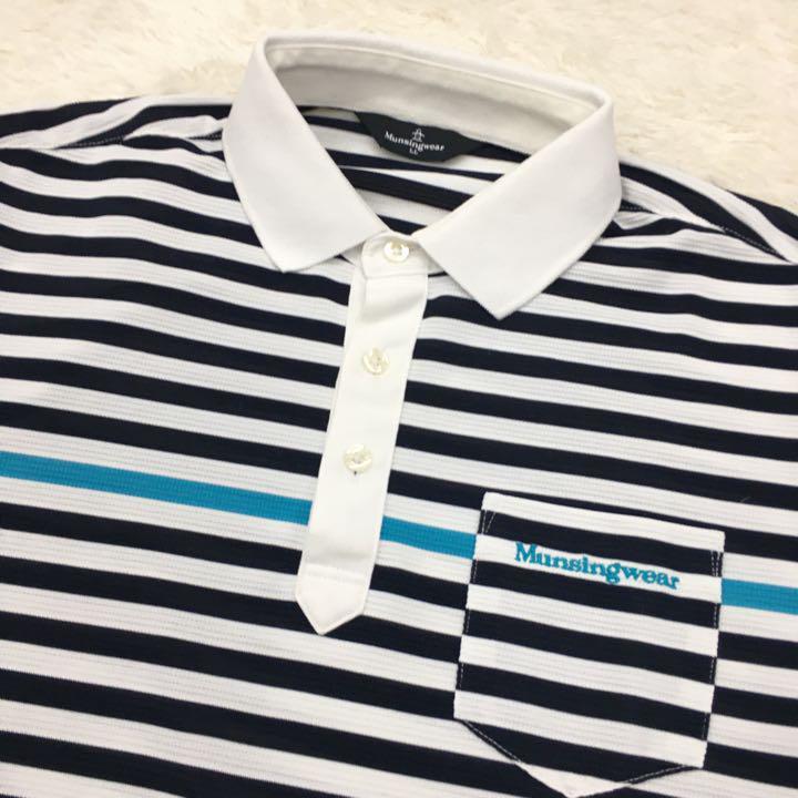 MUNSINGWEA Munsingwear we Golf wear sport wear polo-shirt with long sleeves border penguin embroidery Logo men's LL large size Descente 