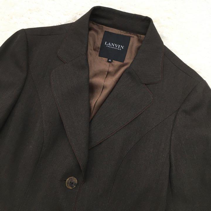 LANVIN COLLECTION ランバン コレクション ジャケット スカート 上下 セットアップ ウール レディース サイズ40/38 茶色 日本製 ライカ_画像3