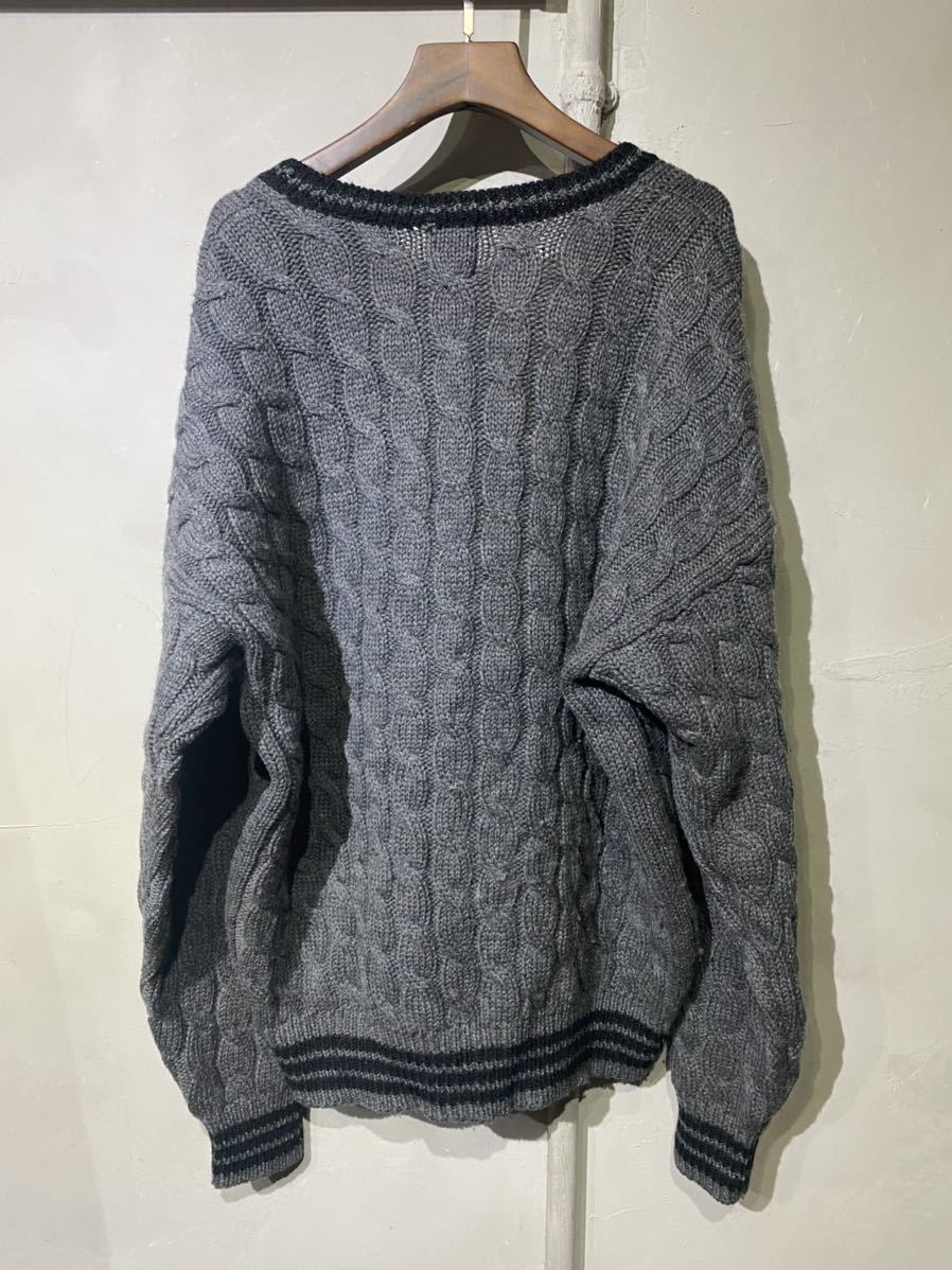 [ быстрое решение ]90s OLD GAP Old Gap Chill ten вязаный свитер V шея шерсть угольно-серый б/у одежда L