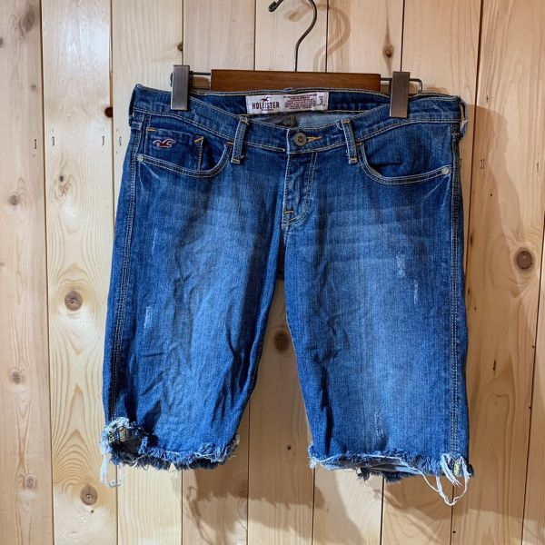 [KWT2663] HOLLISTER ダメージハーフジーンズ レディース ネイビー ３ コン_画像2