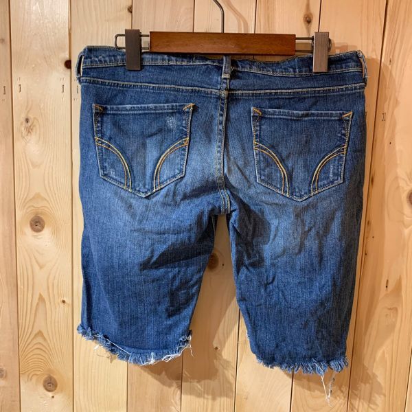 [KWT2663] HOLLISTER ダメージハーフジーンズ レディース ネイビー ３ コン_画像4