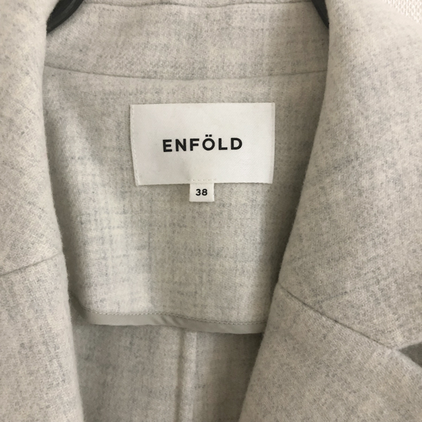 【ENFOLD　エンフォルド】WOダブルフェイス 立体PKTコート　ロングコート　グレー　38サイズ　ダブルフェイス立体ポケットロングコート_画像3