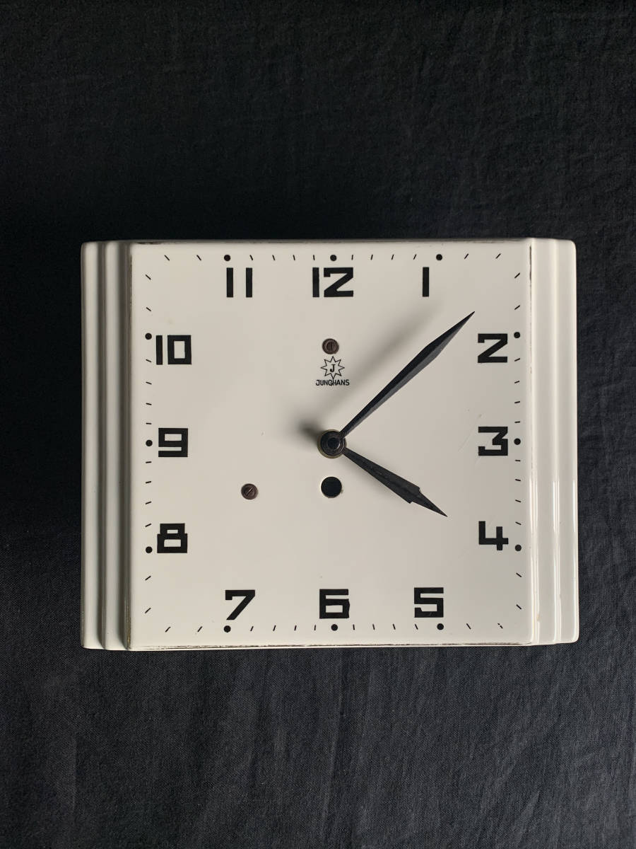 ドイツ 1920-40s JUNGHANS ユンハンス ドームガラス 陶器 壁掛け 時計