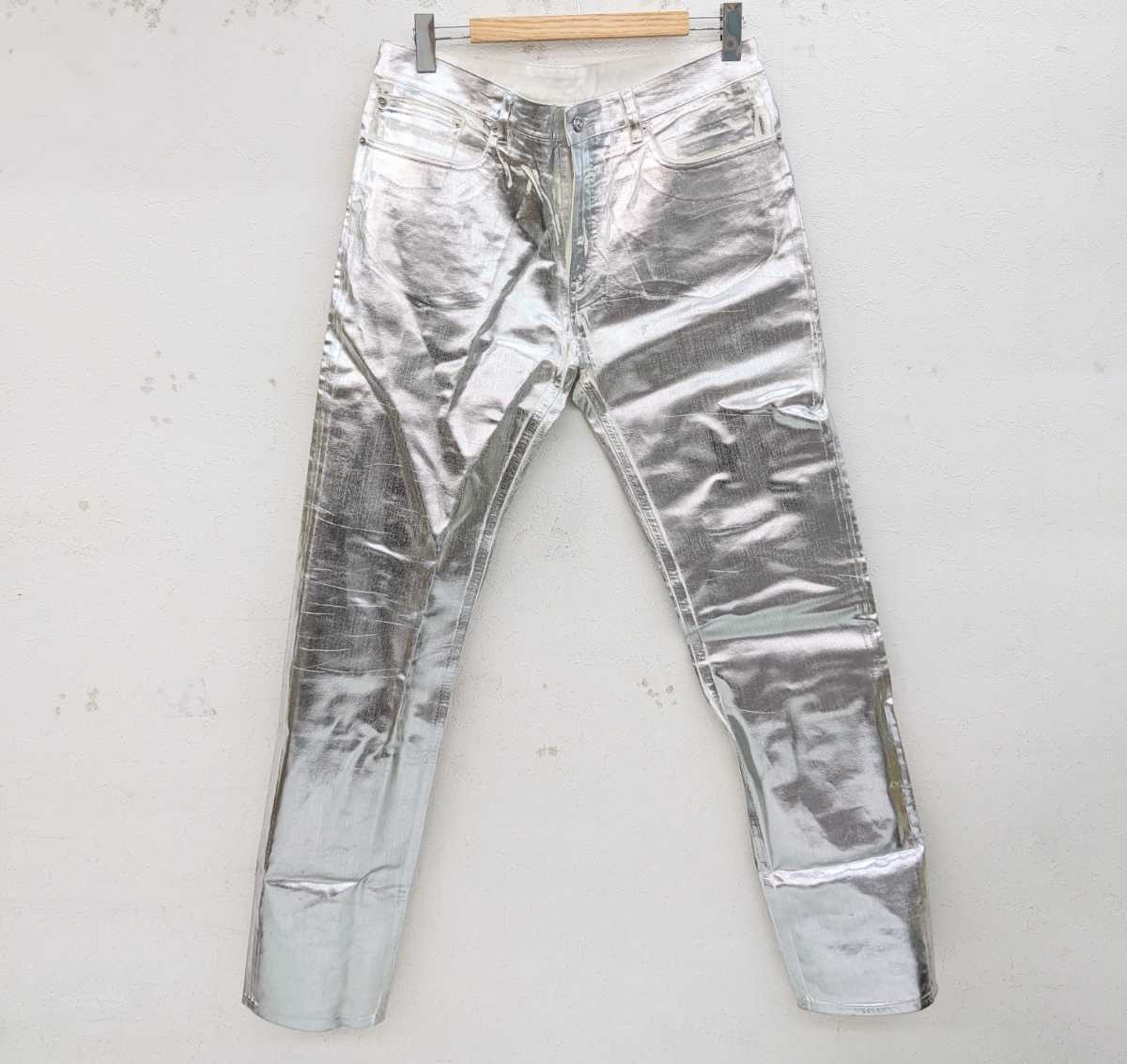 ∀ MM6 Maison Margiela ホワイト デニムパンツ シルバー コーティング 定価8.7万円 メゾン マルジェラ S62LB002 S30553