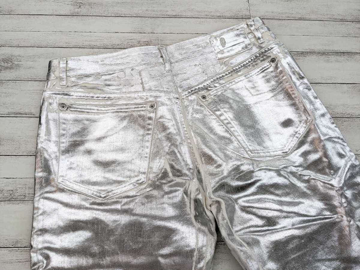 ∀ MM6 Maison Margiela ホワイト デニムパンツ シルバー コーティング 定価8.7万円 メゾン マルジェラ S62LB002 S30553