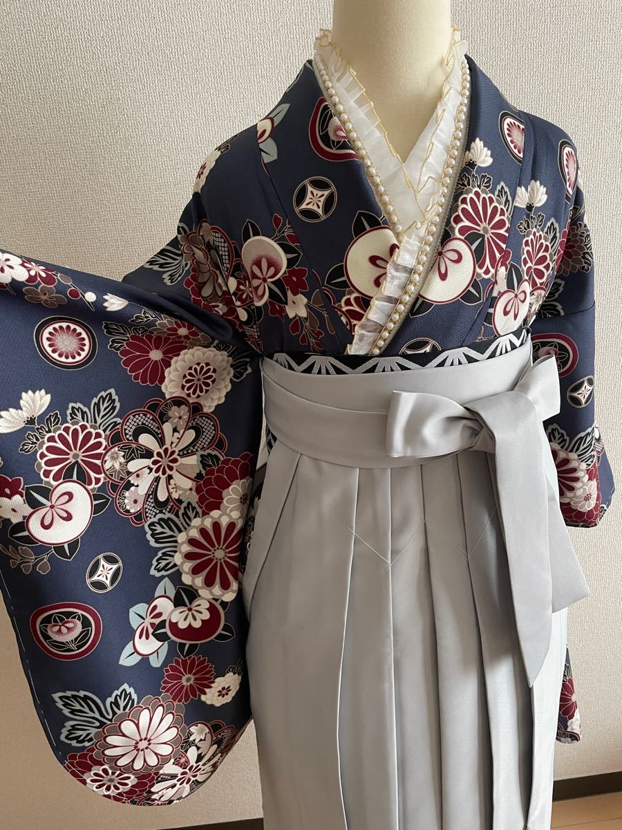卒業式 レトロモダン二尺袖着物と袴2点セット レディースファッション 着物、浴衣