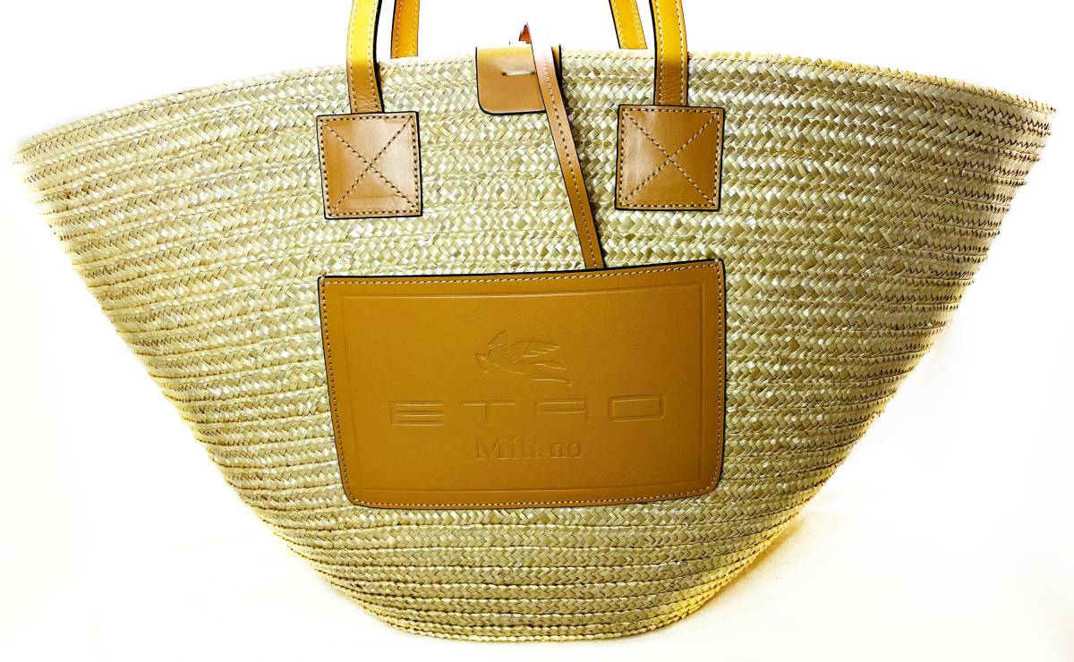 極美品 ETRO エトロ トートバッグ カゴバッグ ストローバッグ 1N419