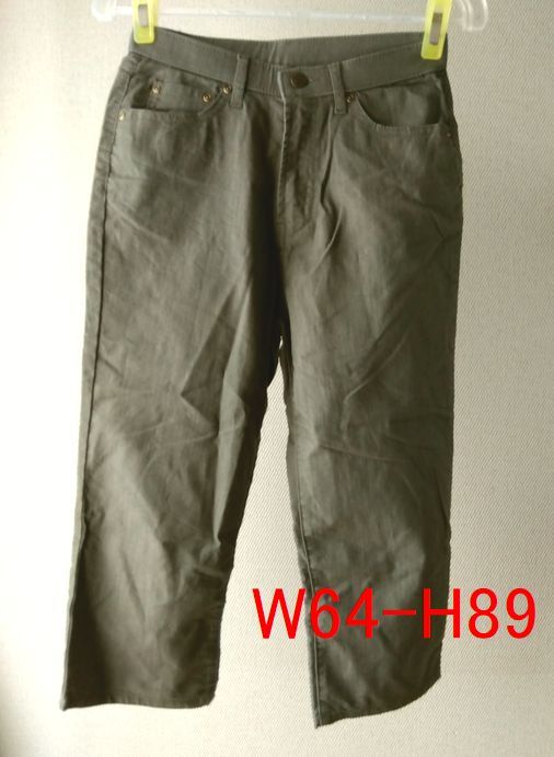  lady's unused B282# waist 64- hip 89cm size # khaki color series light brown Sabrina pants stretch 