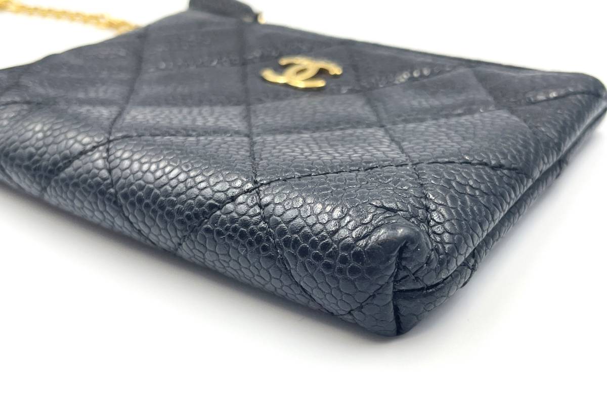 シャネル CHANEL コインケース マトラッセ キャビアスキン 黒 ココ