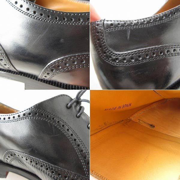 高級品 MEZLAN 切替レザー パンチドキャップトゥ シューズ 黒 10M 28cm ストレートチップ メンズ 靴 d143-32-0092Z_画像7
