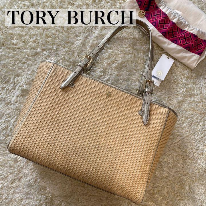 あす楽対応】 トートバッグ 【美品】トリーバーチ ストロー A4可 保存
