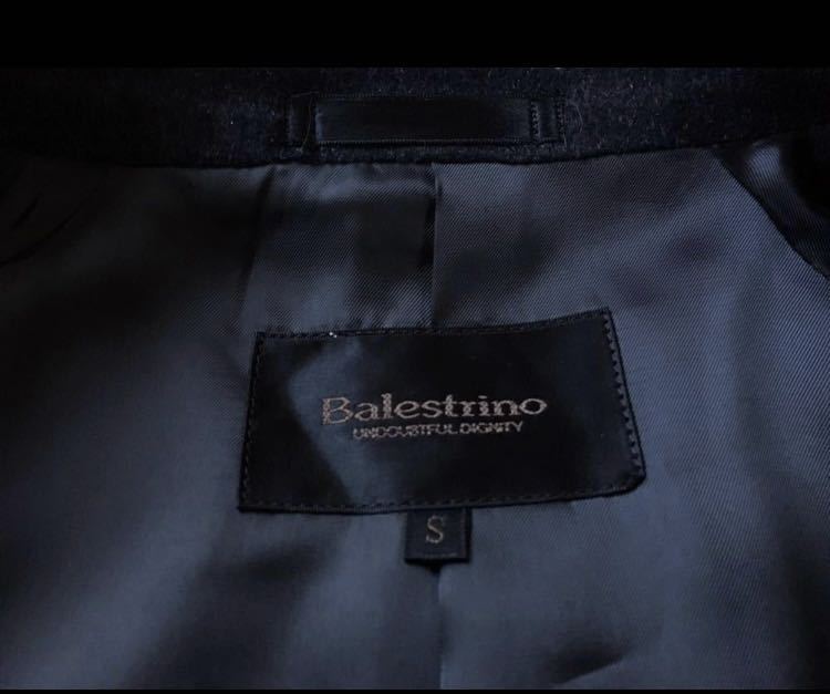 美品 Balestrino メンズ カシミヤ 100% ステンカラーコート S-Mサイズ位 黒系 チャコールグレー系 カシミア フォーマル ビジネス cashmere_画像8