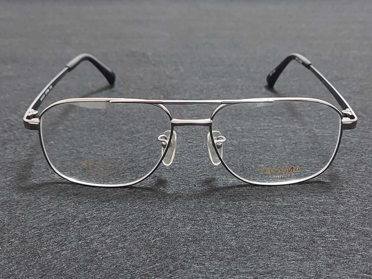 新品　OPTIMA　日本製　メガネ　眼鏡　高級感　上品　フルリム　チタン　超軽量　シルバー　ツーブリッジ_画像6