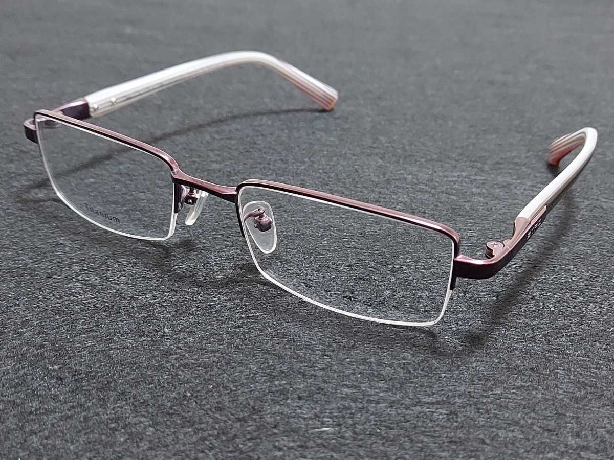 新品 ETRO エトロ 日本製 メガネ 眼鏡 高級感 上品 ハーフリム チタン 赤紫