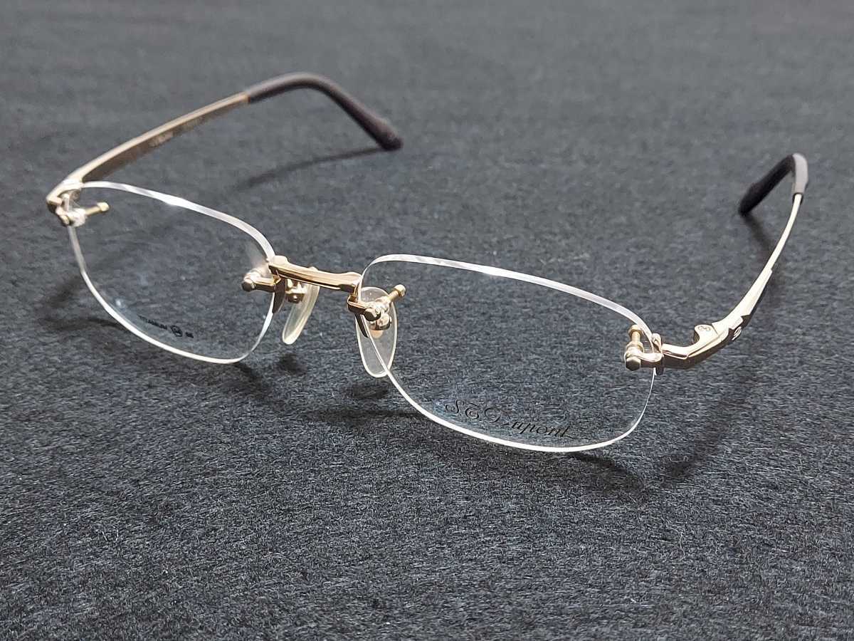 新品　S.T.Dupont　エステーデュポン　メガネ　眼鏡　高級感　上品　ツーポイント　チタン　ゴールド_画像1