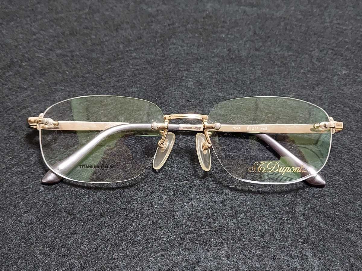 新品　S.T.Dupont　エステーデュポン　メガネ　眼鏡　高級感　上品　ツーポイント　チタン　ゴールド_画像6