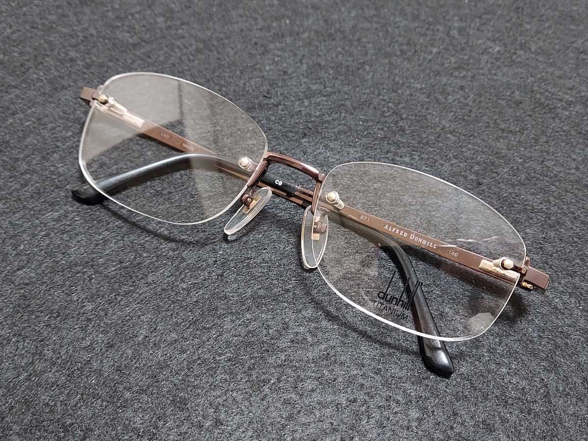 新品　dunhill　日本製　メガネ　眼鏡　高級感　上品　ツーポイント　チタン　ピンクブラウン バネ丁番_画像5