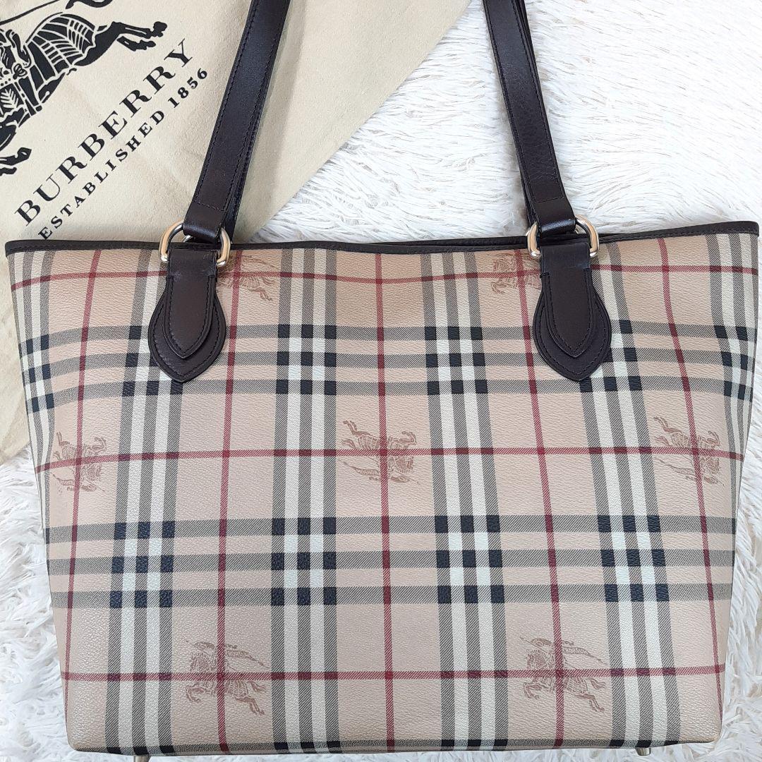 美品】BURBERRY バーバリー トートバッグ A4収納 肩掛け シャドー