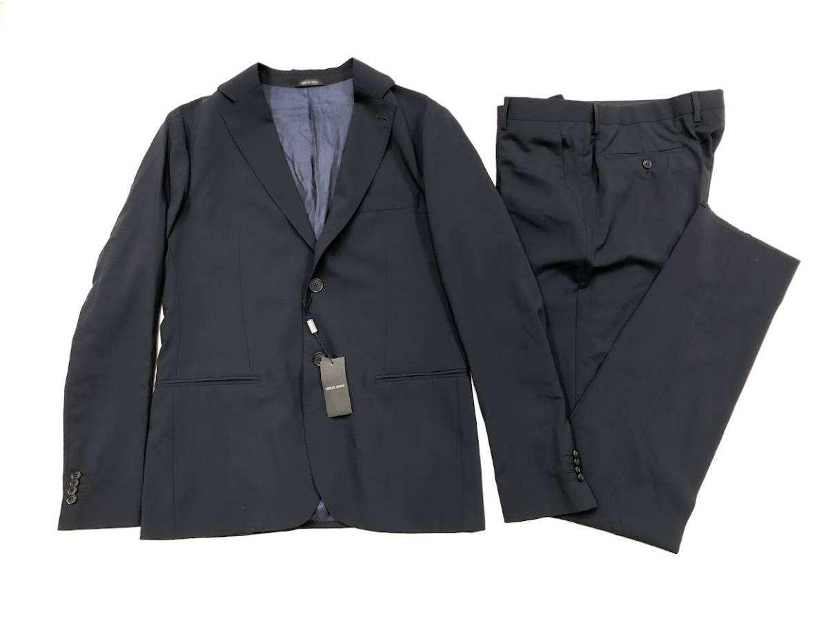 【返品交換不可】 メンズ ARMANI GIORGIO ジョルジオアルマーニ 未使用 スーツ size52R ネイビー 紺 ビジネス スーツ