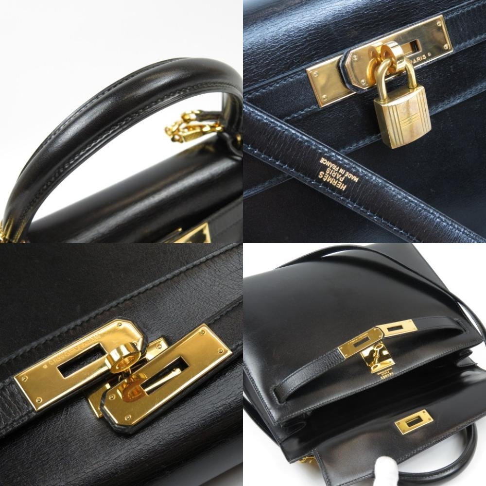 59991★1円スタート★HERMES エルメス 外美品 ケリー28 外縫い 2WAY ヴィンテージ ハンドバッグ ボックスカーフ 〇U刻印 レディース_画像8