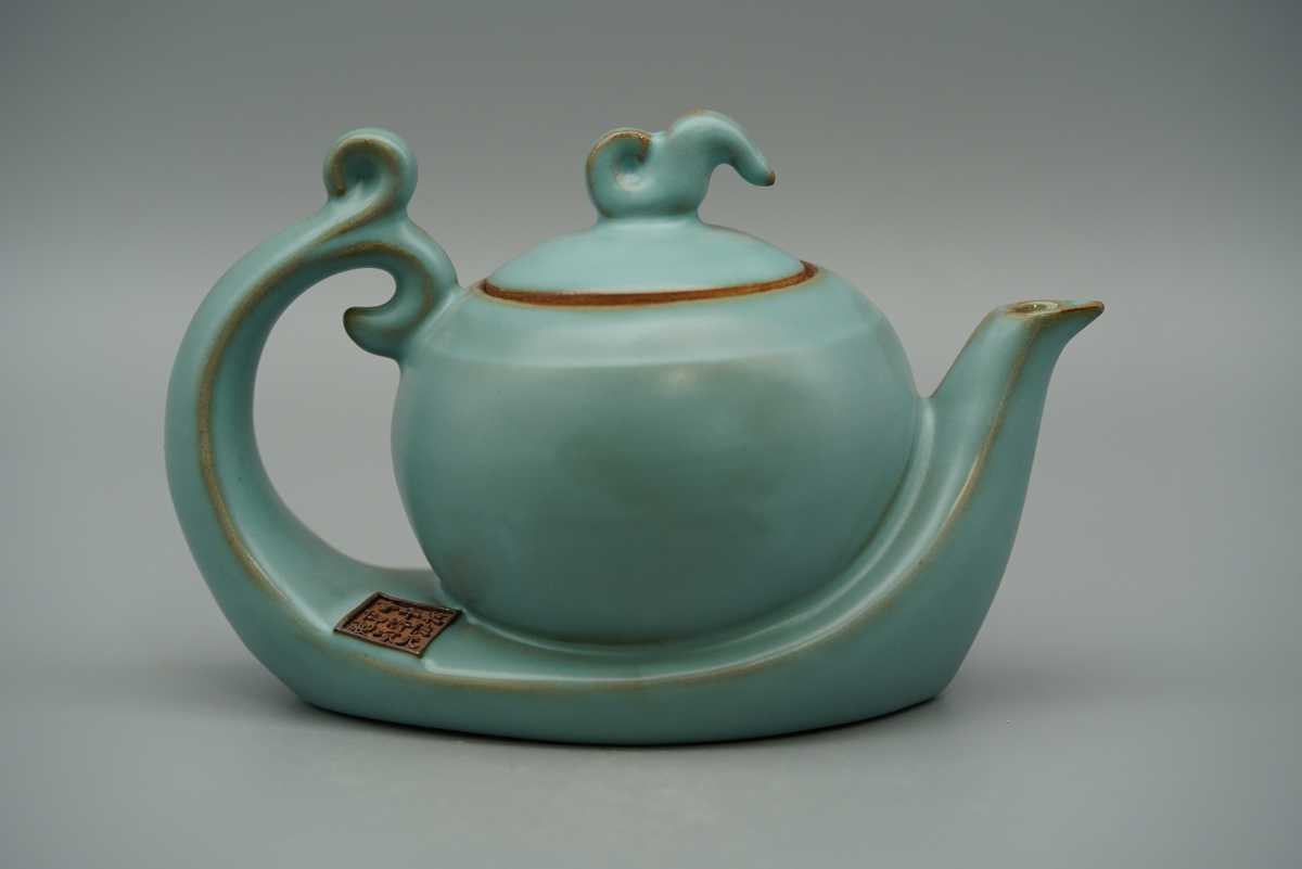 中国 煎茶道具 宋時代 清涼寺御製 汝窯 青磁 急須 水注 古美術 中国美術