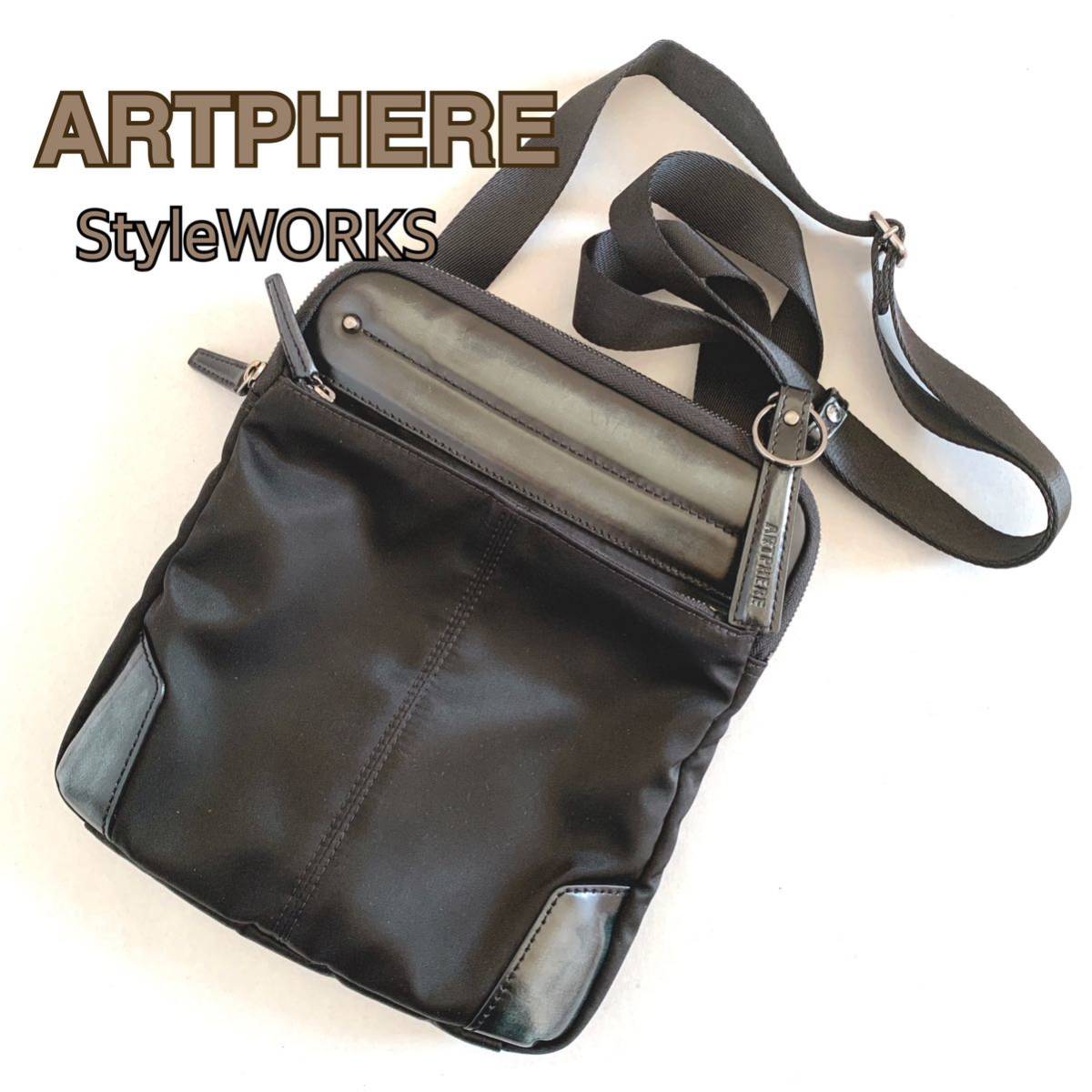 ARTPHEREアートフィアー StyleWORKSショルダーバッグ メンズ 豊岡鞄レザーショルダーバッグ メンズバッグ ブラック　人気　本革 かばん _画像1