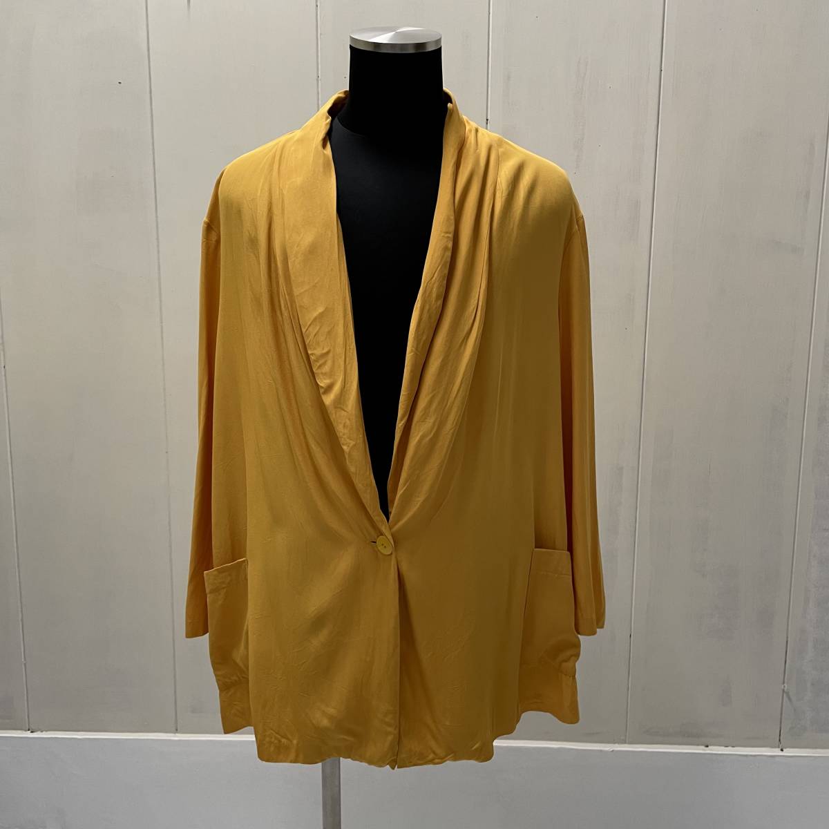 USA古着 80s Diana MARCO レーヨン デザイン ジャケット 黄色 アメリカ製 ショールカラー イージー マスタード ヴィンテージ 80年代_画像2
