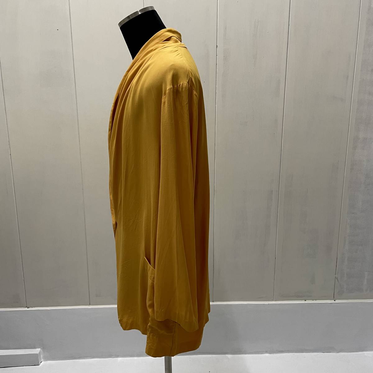 USA古着 80s Diana MARCO レーヨン デザイン ジャケット 黄色 アメリカ製 ショールカラー イージー マスタード ヴィンテージ 80年代_画像3