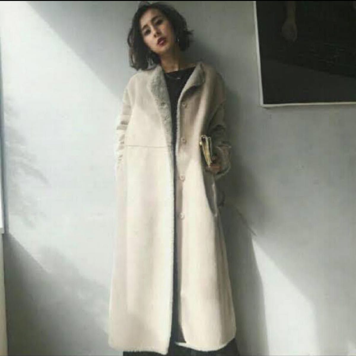 AMERI アメリ 2WAY SOFT BOA LONG COAT リバーシブル ベージュ