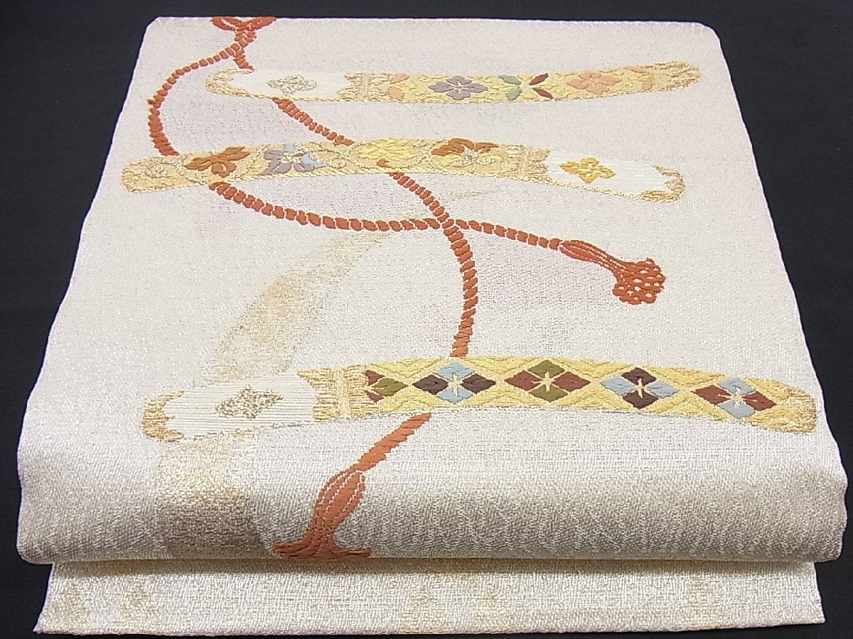 ヤフオク! - 着物屋ほのか□六通太鼓柄袋帯 唐織 刀柄結び紐文 金糸 逸...