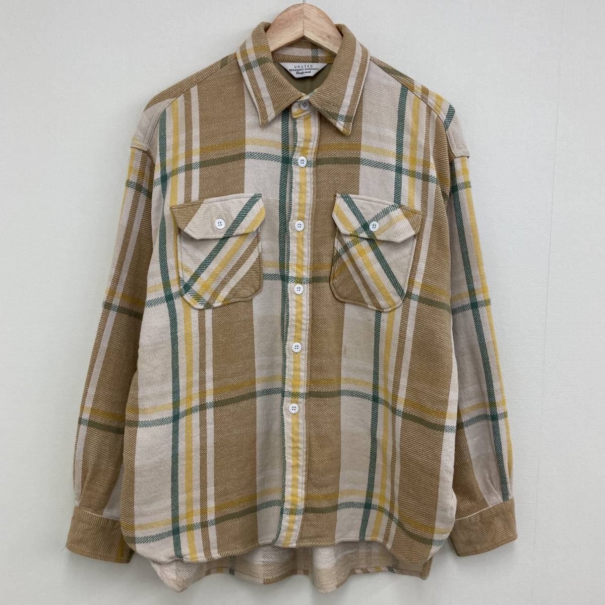 UNUSED アンユーズド ビッグシルエット ネルシャツ 1サイズ 日本製 長袖シャツ チェック コットン 2050109_画像1