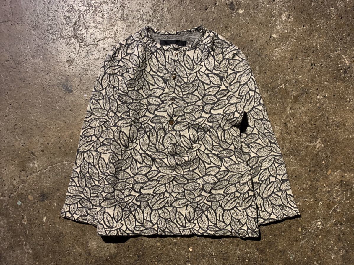 tricot COMME des GARCONS 80s リーフ柄 ヘンリーネック ニットL/Sカットソー トリココムデギャルソン AD表記なし TB-050390