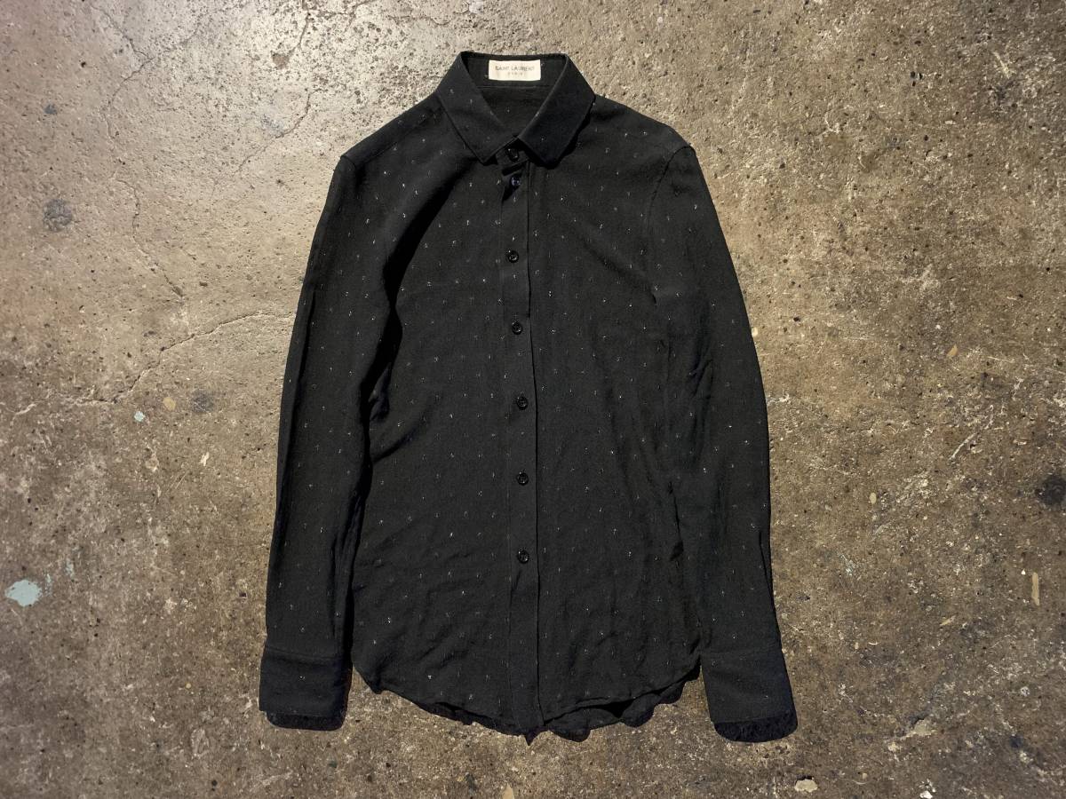 SAINT LAURENT PARIS 19SS シルク総柄 長袖シャツ | myglobaltax.com