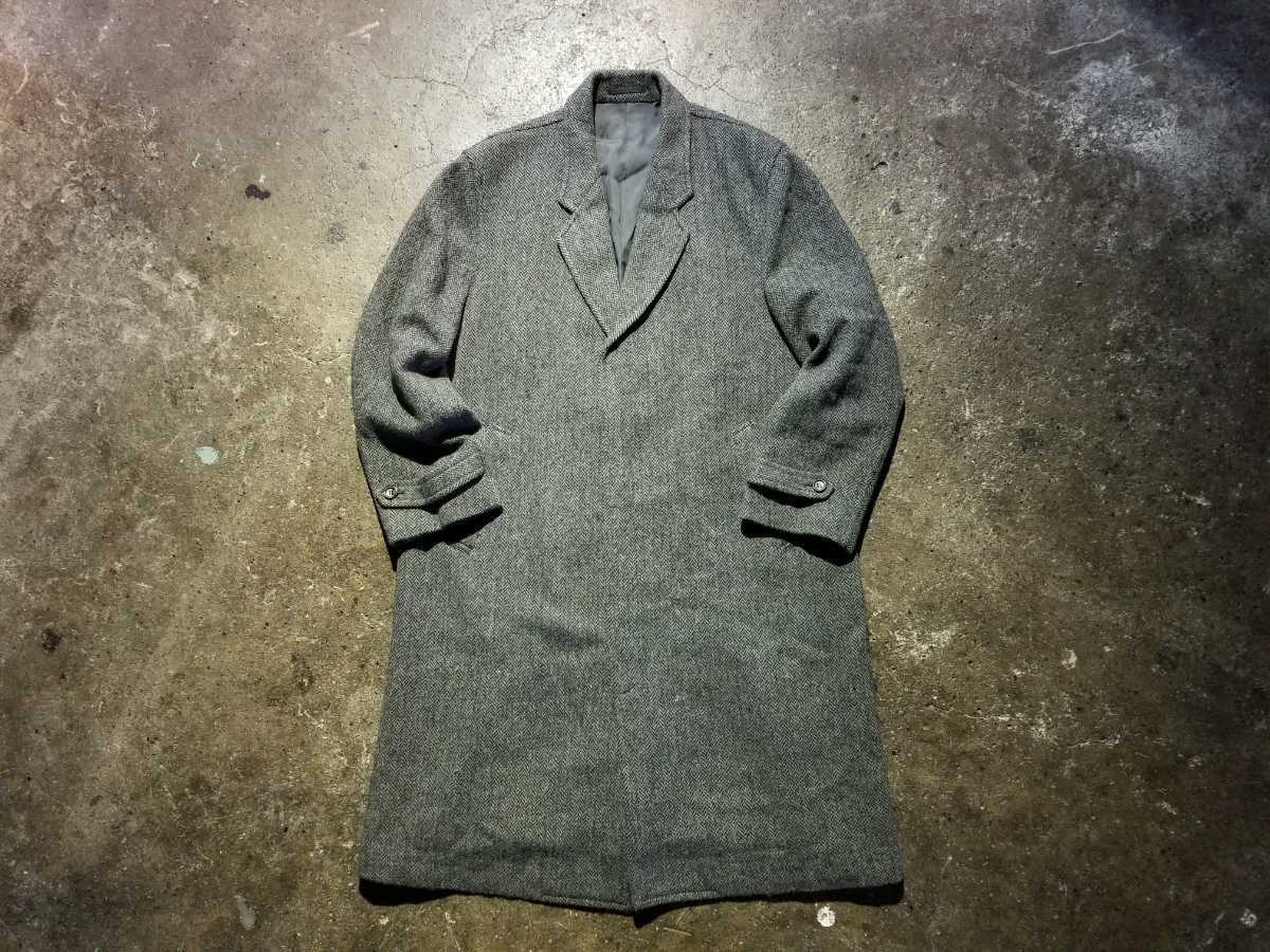 HOMME COMME des GARCONS 80s ヘリンボーンチェスターコート 1980s デカオム コムデギャルソンオム_画像1