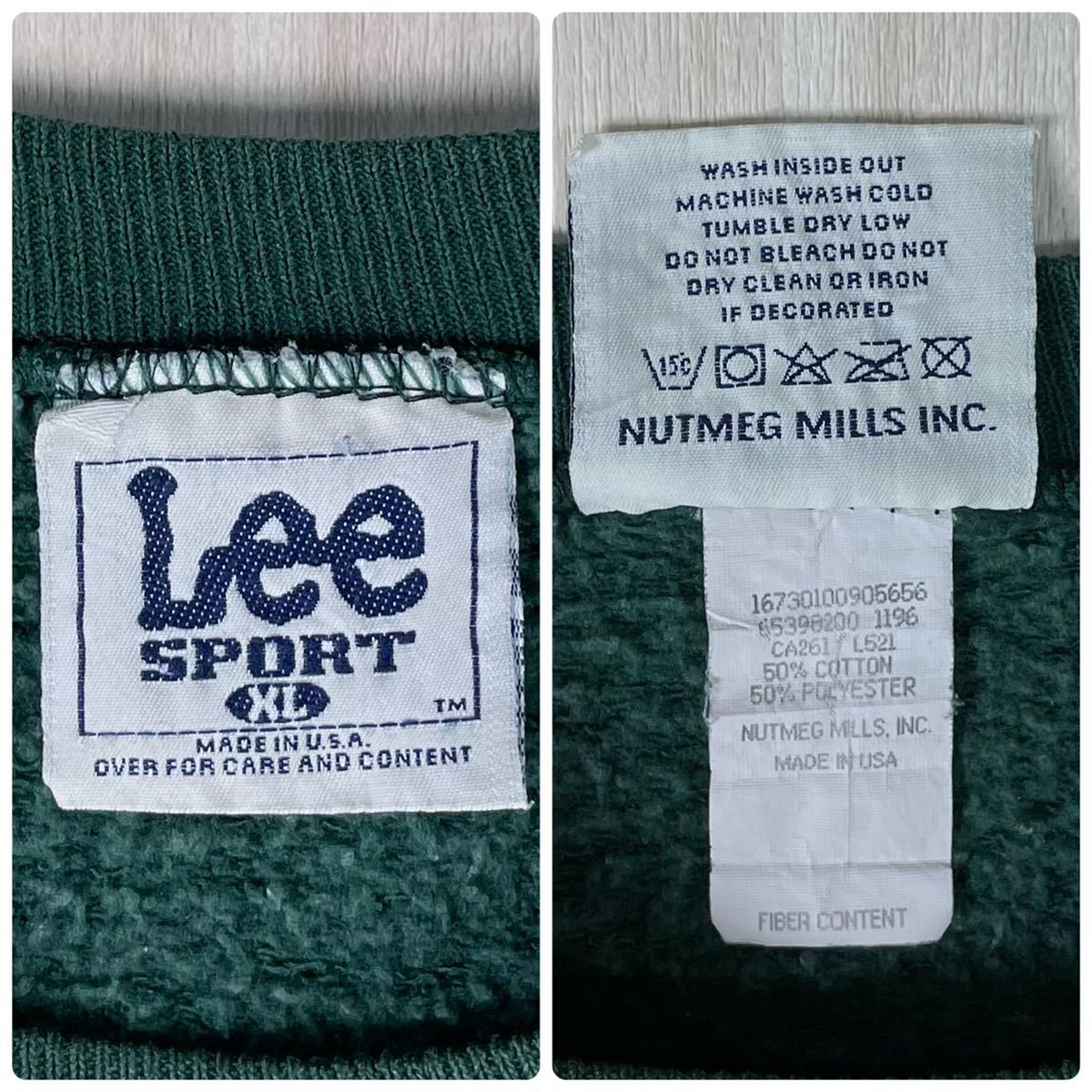 【USA製】Lee リー NFL グリーンベイ・パッカーズ 全刺繍 ビッグロゴ 裏起毛 スウェット トレーナー XLダークグリーン アメリカ製 古着