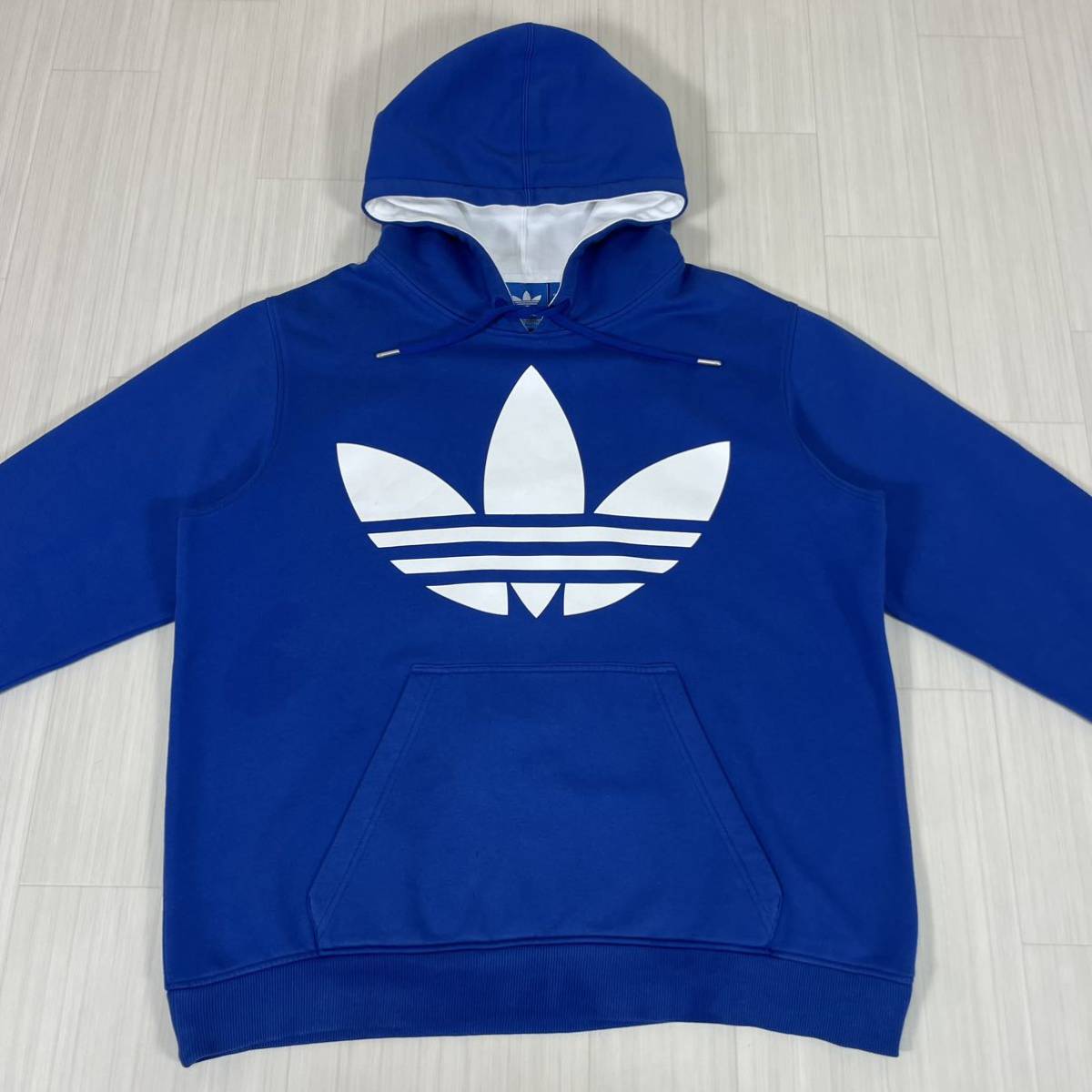 限定 アディダス パーカー トレフォイル 青 ブルー 2XL adidas-