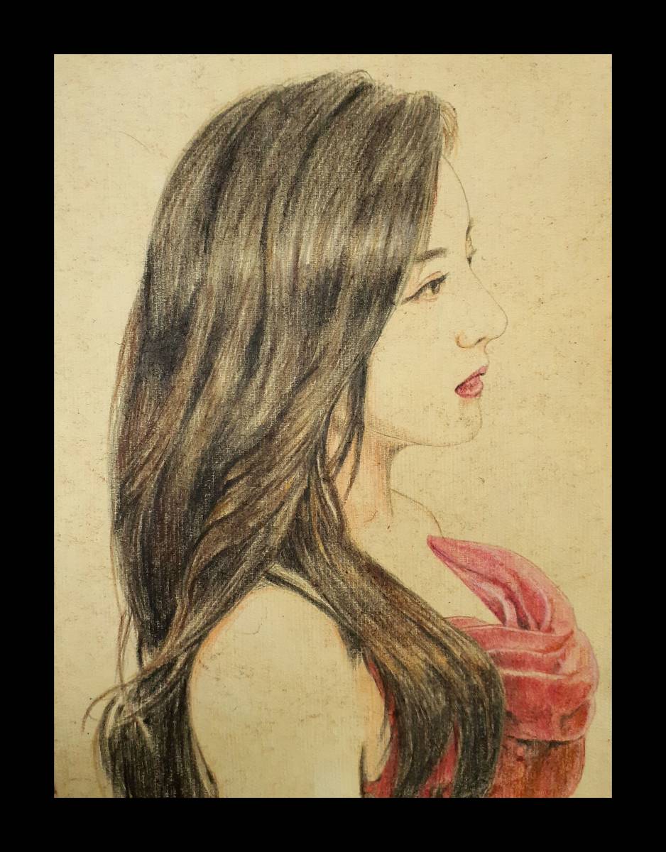 ヤフオク 手描き イラスト No 59 人物画 女性 色鉛筆画 ヤフオク 手描き イラスト No 59 人物画 女性 色鉛筆画
