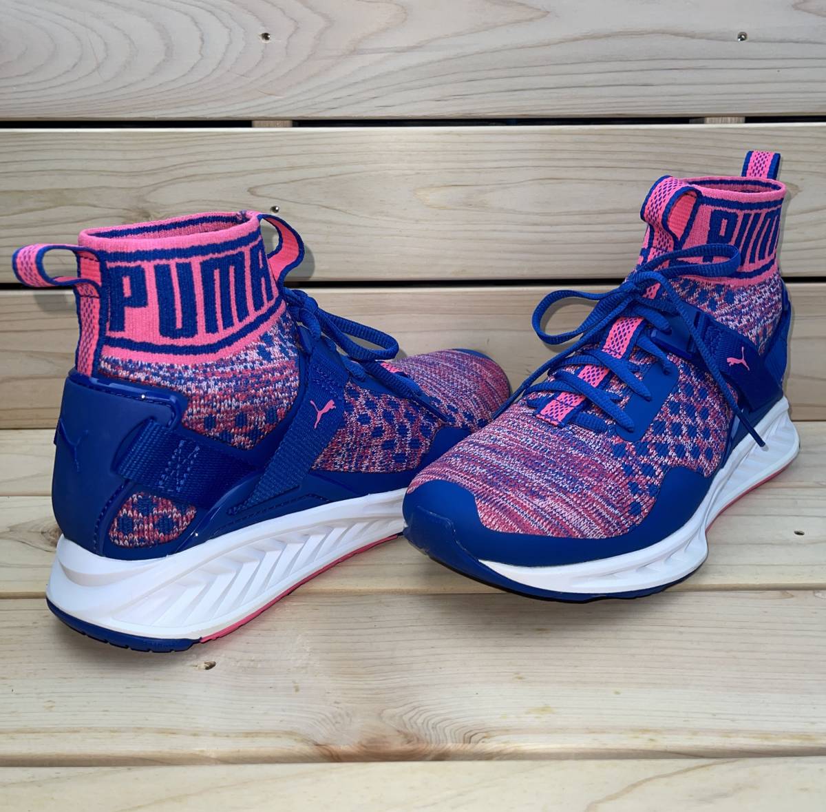  Puma 22.5cmig Night v3 Evo knitted wi men's pink blue PUMA IGNITE EVOKNIT WNS lady's running shoes 