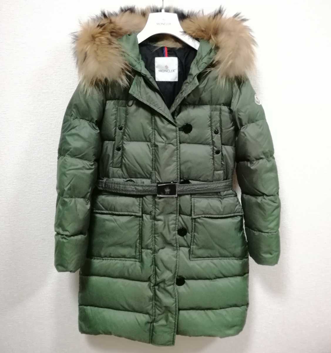 MONCLER ジェノブリエ GENEVRIER ダウンコート ファー カーキ 0