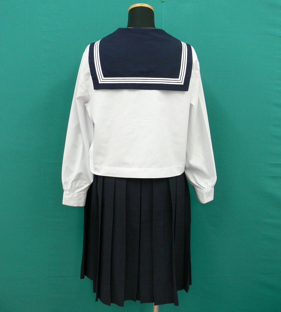 コスプレ衣装　#2966　高砂・紺色エリ白3本ラインの中間夏セーラーセット・サイズ4_画像2