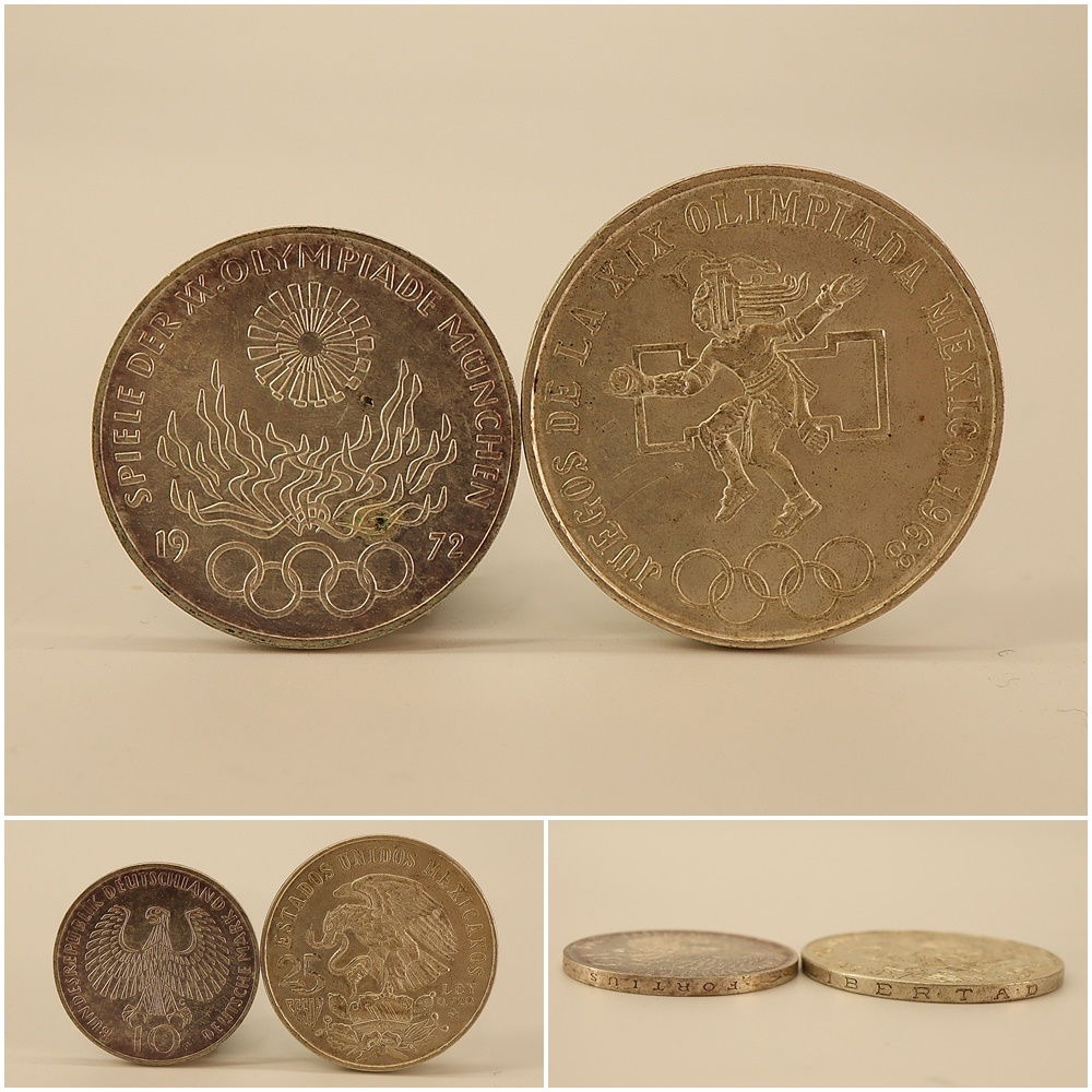 【銀貨】オリンピック 記念銀貨 ◇１９６８年メキシコ・１９７２年ドイツ ◇ ２枚 ◇ 海外コイン 記念コイン オリンピックコイン _画像1