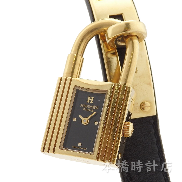 殿堂 【中古】エルメス HERMES ケリーウォッチ KE1.201 ブラック文字盤