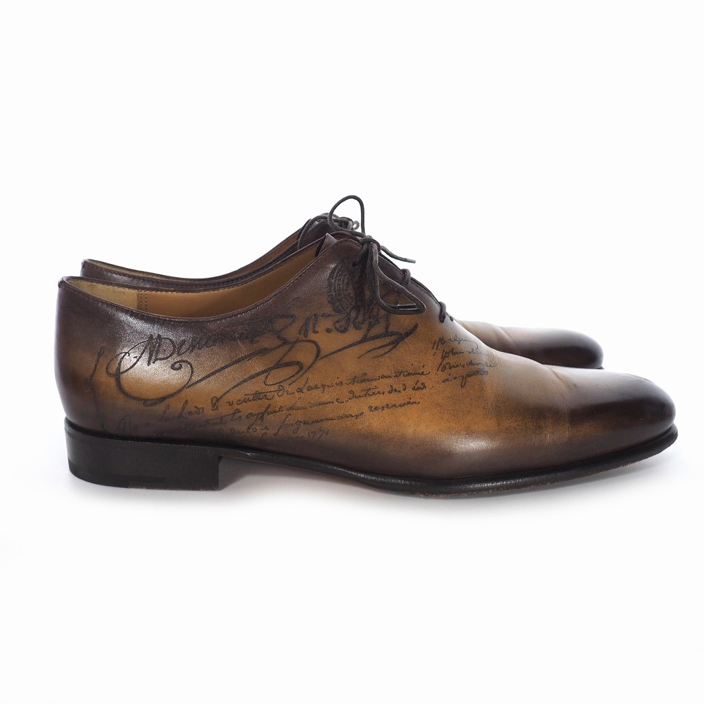 ベルルッティ Berluti アレッサンドロ ガレ レザーオックスフォード シューズ 革靴 カリグラフィ 8.5 27cm ベージュ メンズ_画像3