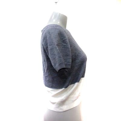  ef-de ef-de knitted cut and sewn short sleeves bai color 9 gray white white /YI lady's 