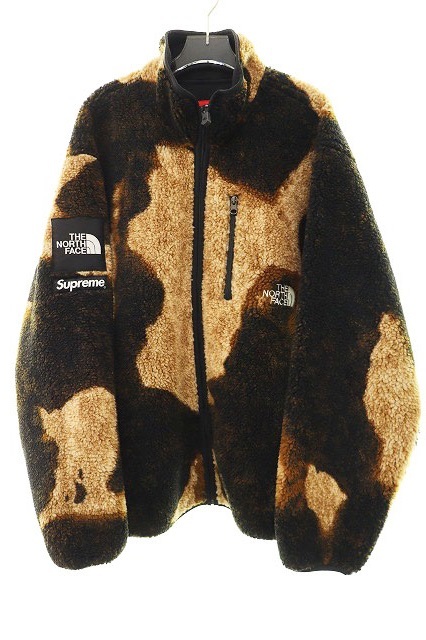 Supreme The North Face Bleached Denim Print Fleece jacket 2021AW